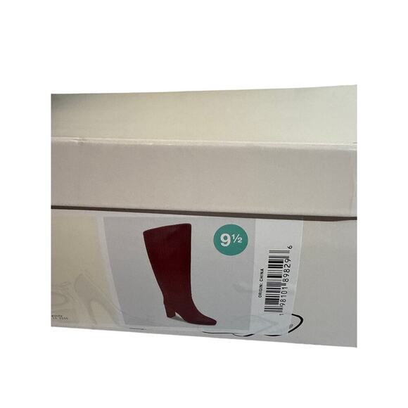 A New Day Womens Livia Tall Burgundy Knee High Boots 9.5 Block Heel Faux Leather - Picture 3 of 7